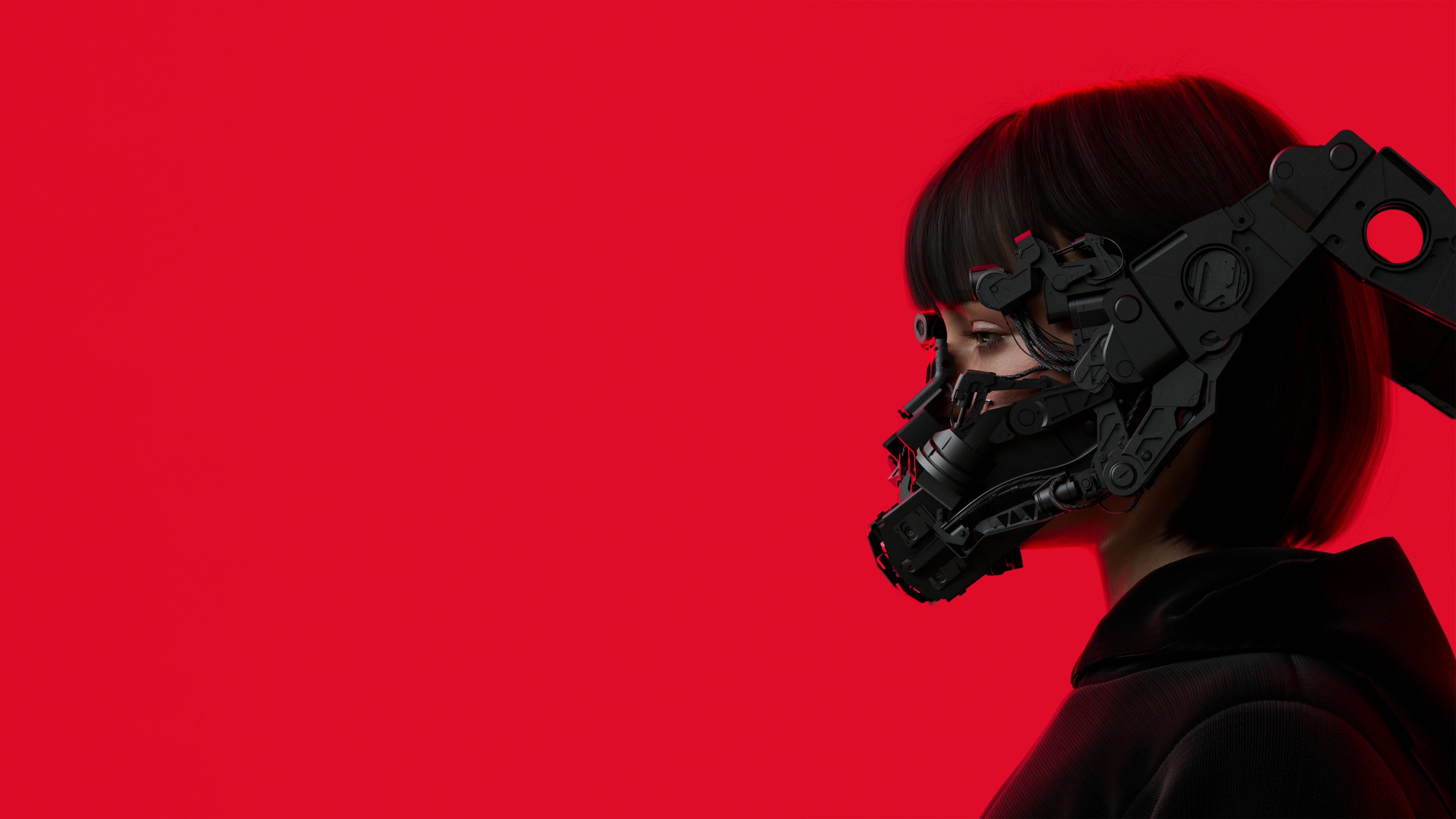 Đen Đỏ 4K Cyberpunk Hình nền