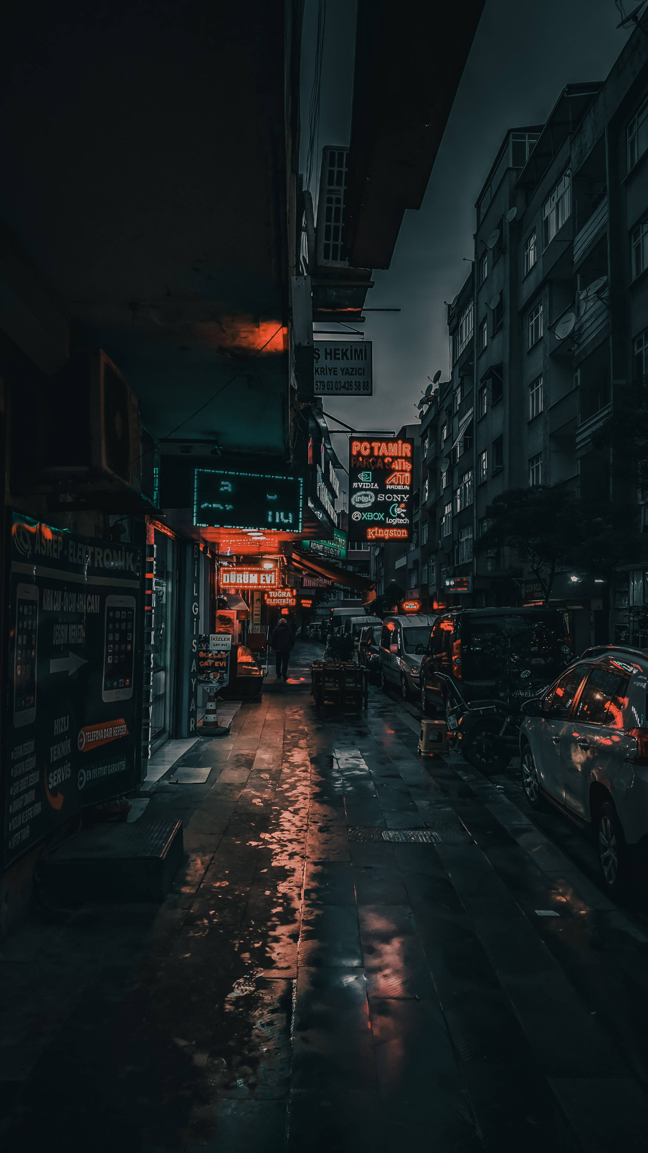 Đèn đường thành phố tối Hình nền