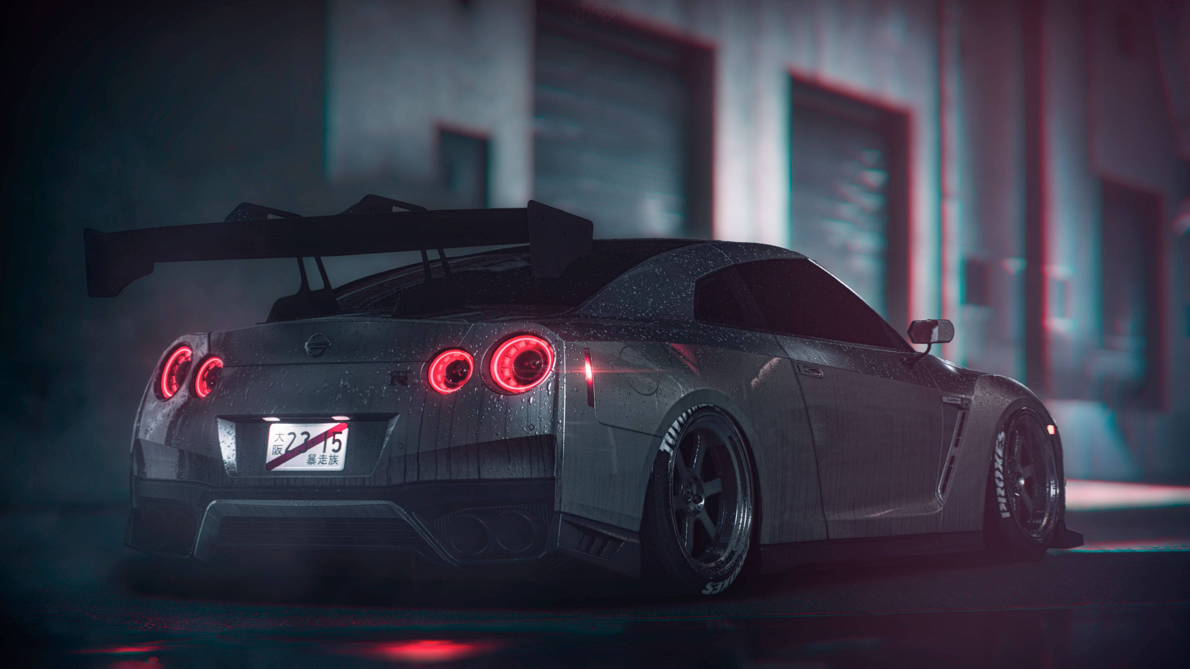 Đèn hậu Nissan GT R Xám 4K Hình nền