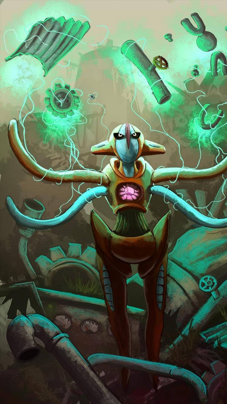 Deoxys và Bánh Răng Lơ Lửng Hình nền