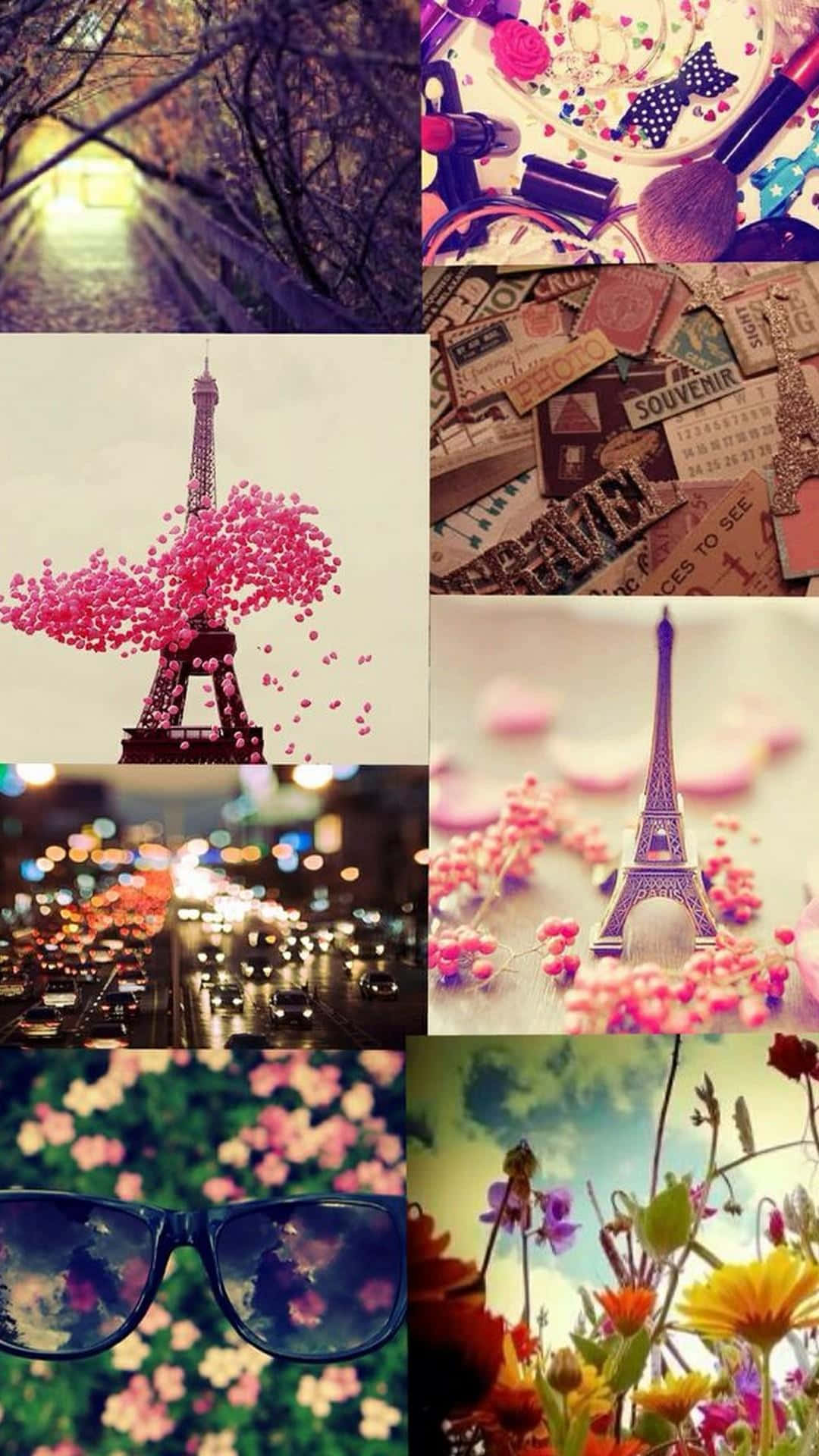 Điện thoại dễ thương nữ tính Tháp Eiffel Hoa Hình nền