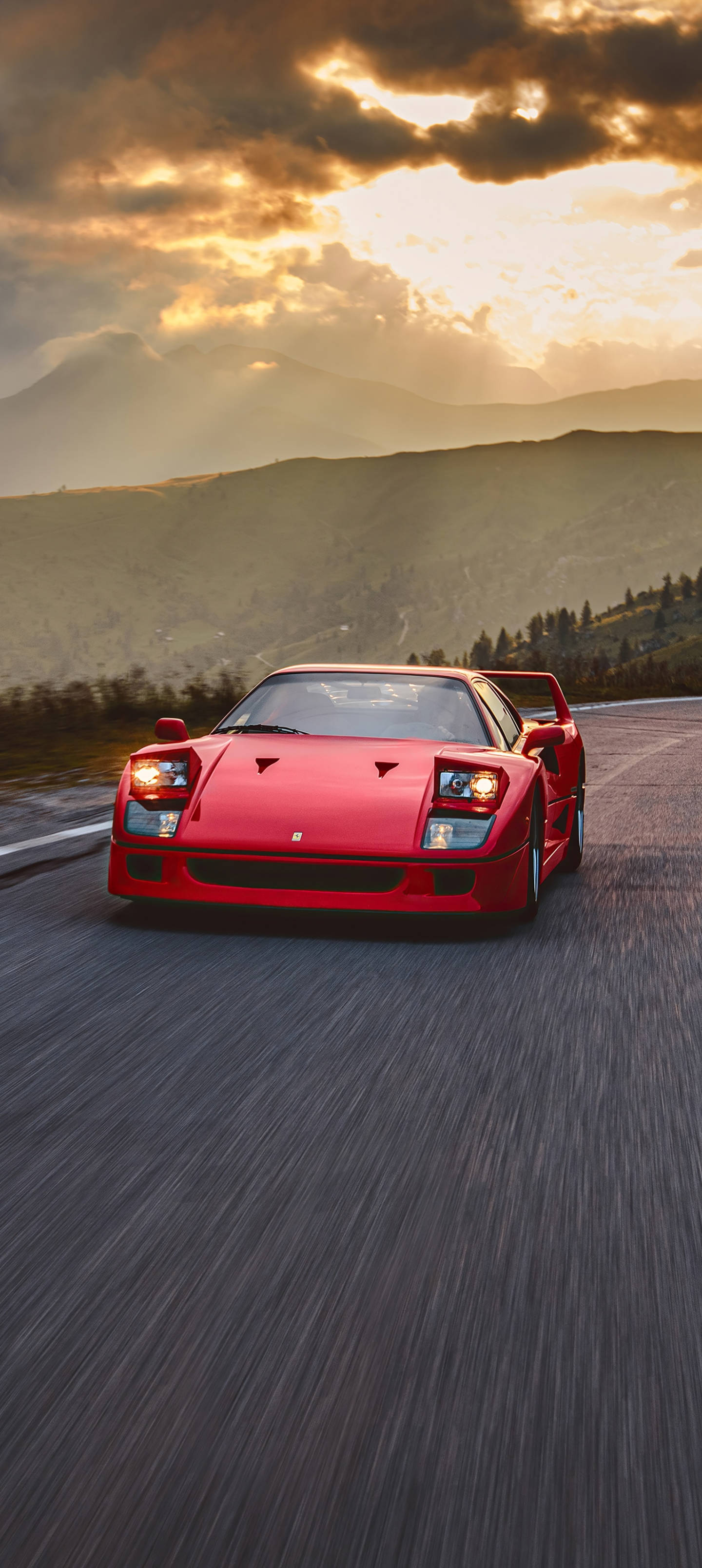 Điện thoại Ferrari F40 lúc hoàng hôn Hình nền