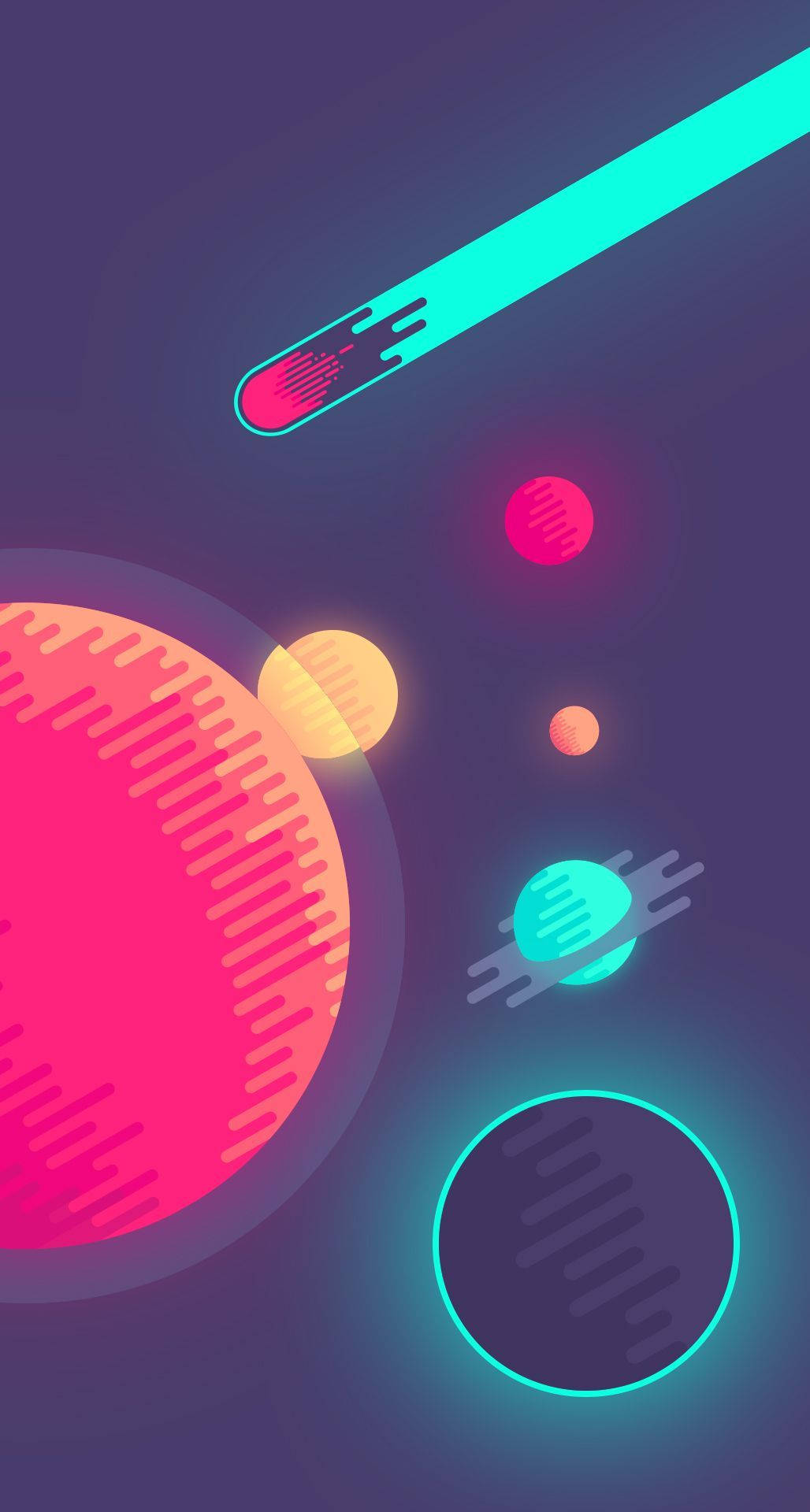 Điện thoại Indie với Hành tinh Neon Hoạt hình Hình nền