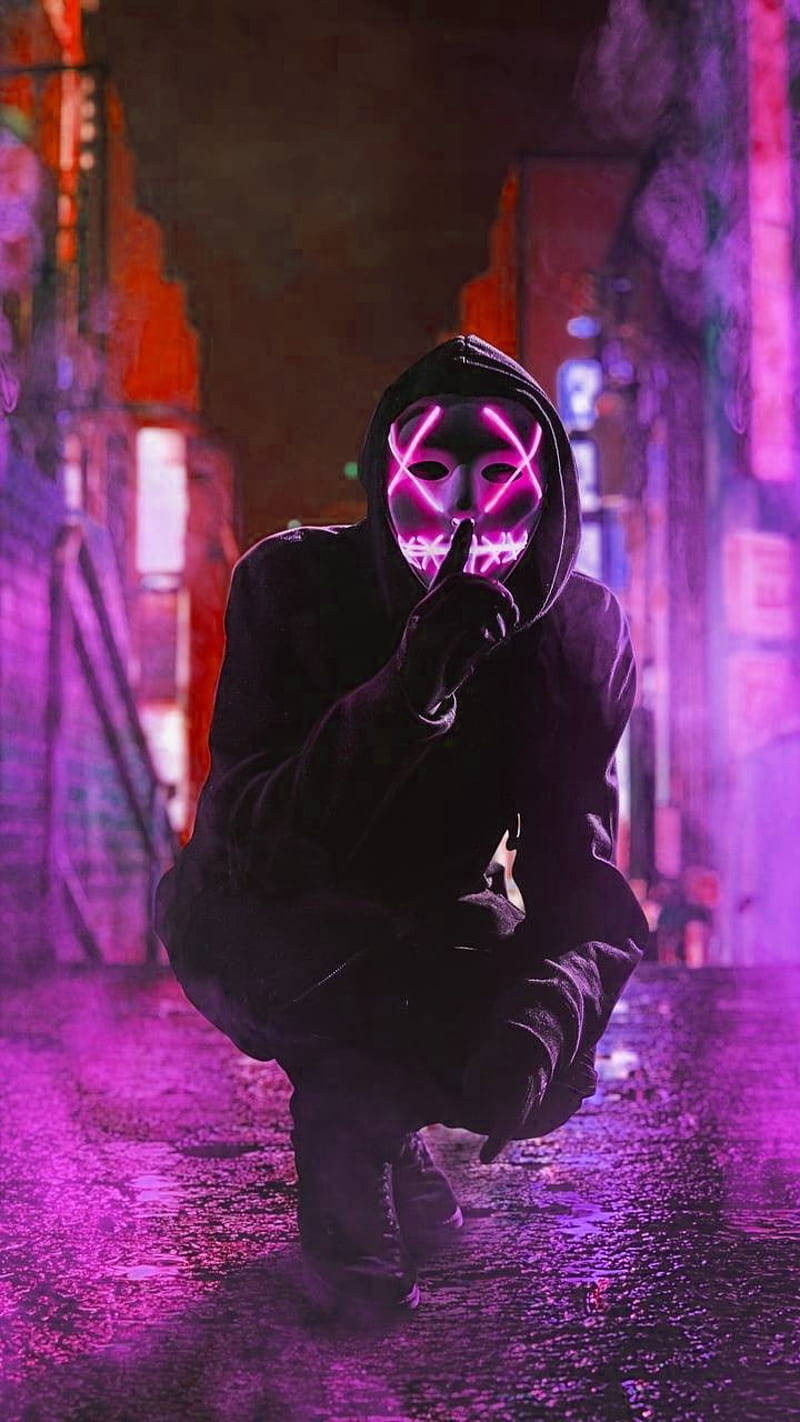 Điện thoại mặt nạ neon nam Hình nền