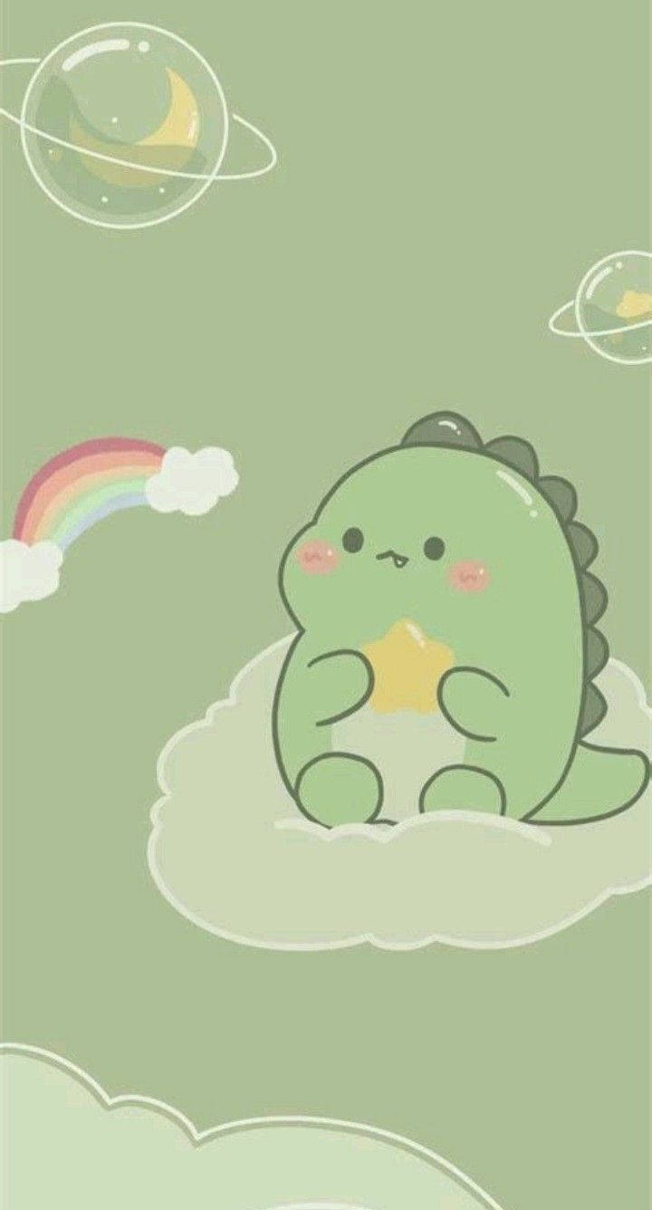 Dino Ngồi Trên Mây Kawaii iPhone Hình nền