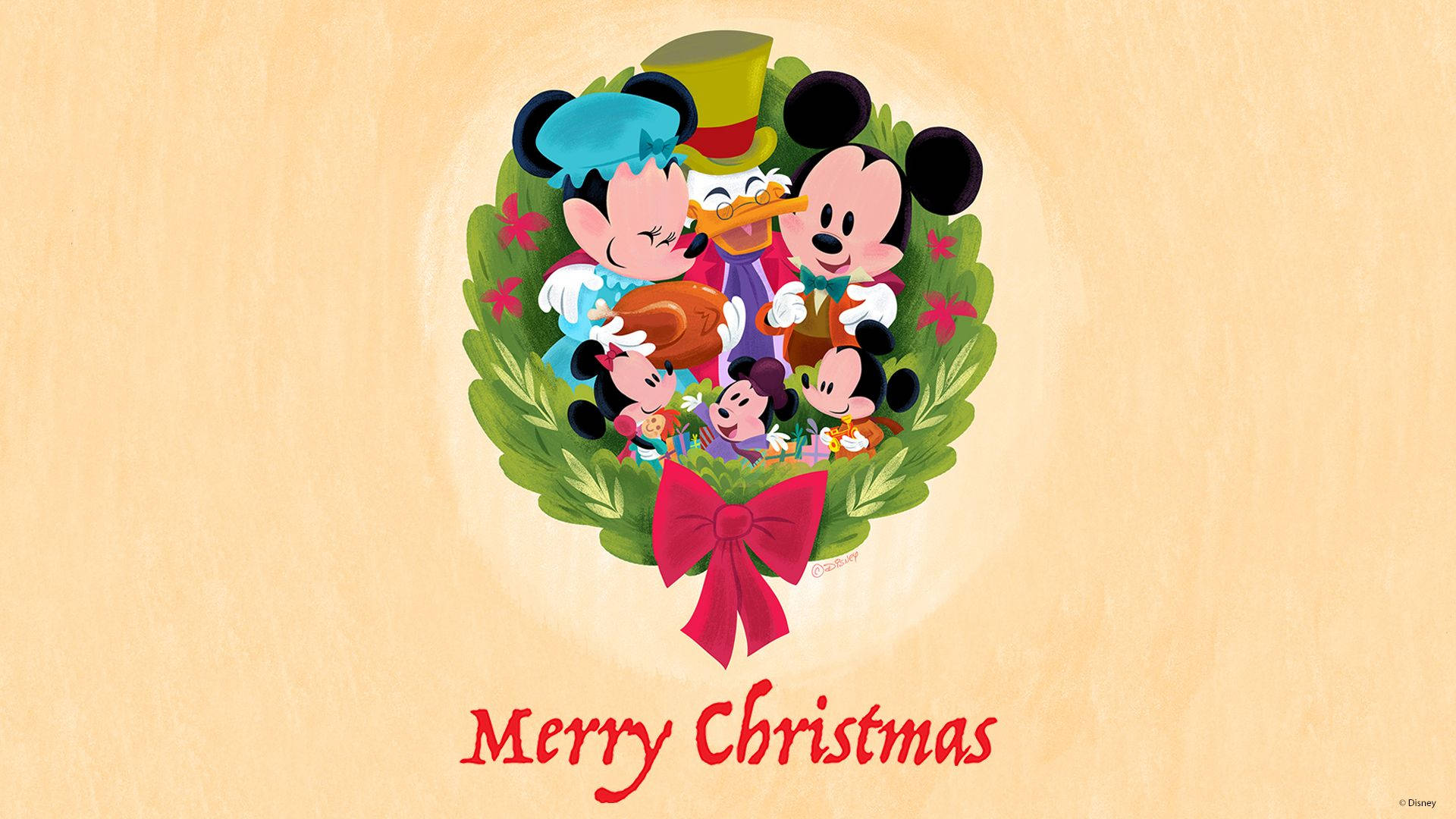 Disney 1920x1080 HD Chuột Mickey Vòng Nguyệt Quế Giáng Sinh Hình nền