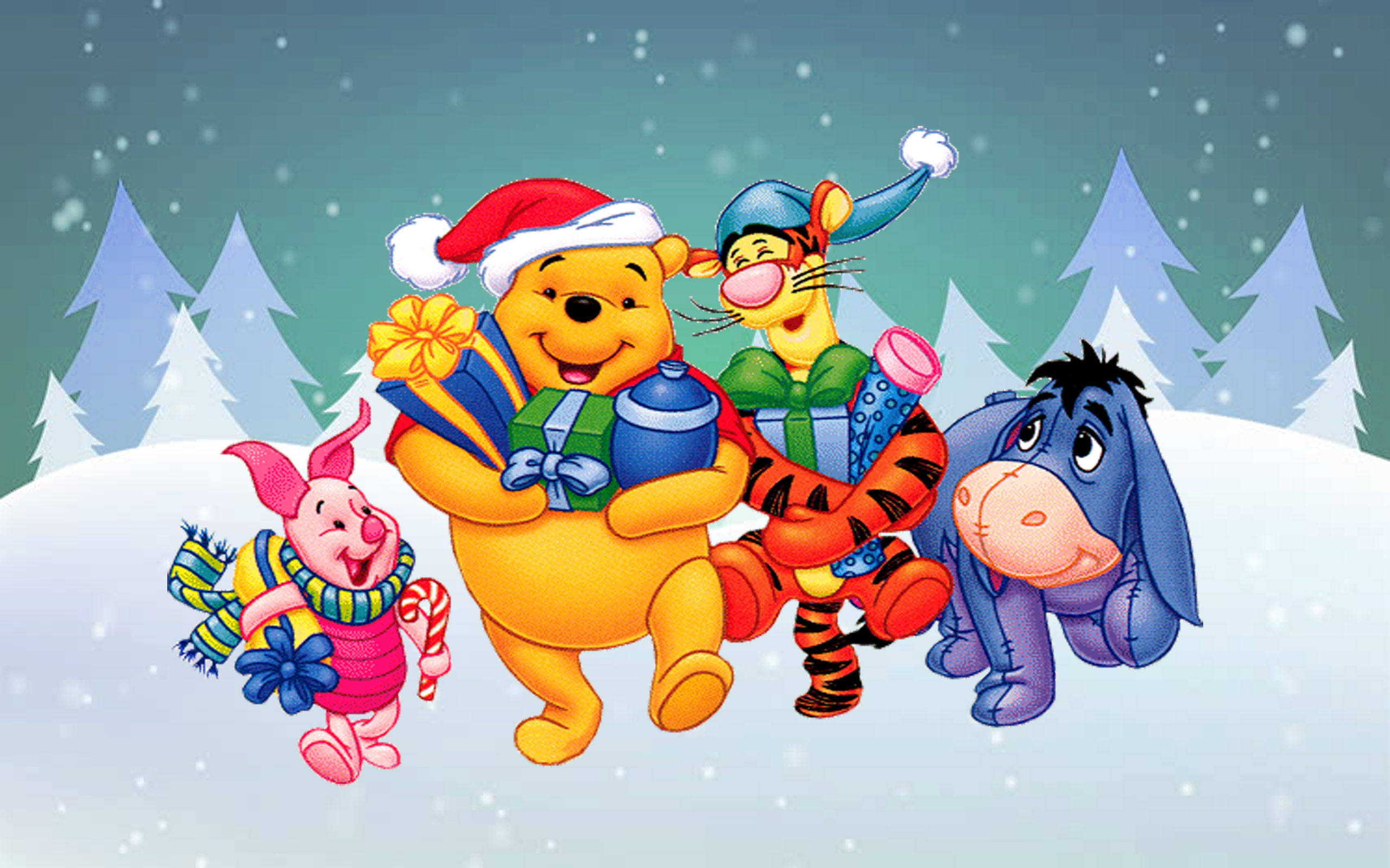 Disney Winnie The Pooh Chủ Đề Giáng Sinh Hình nền