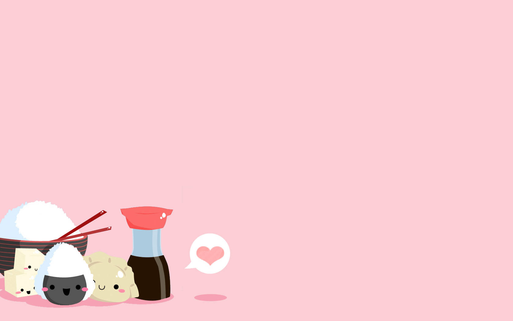 Đồ Ăn Và Gia Vị Dễ Thương Trên Nền Hồng Kawaii Hình nền