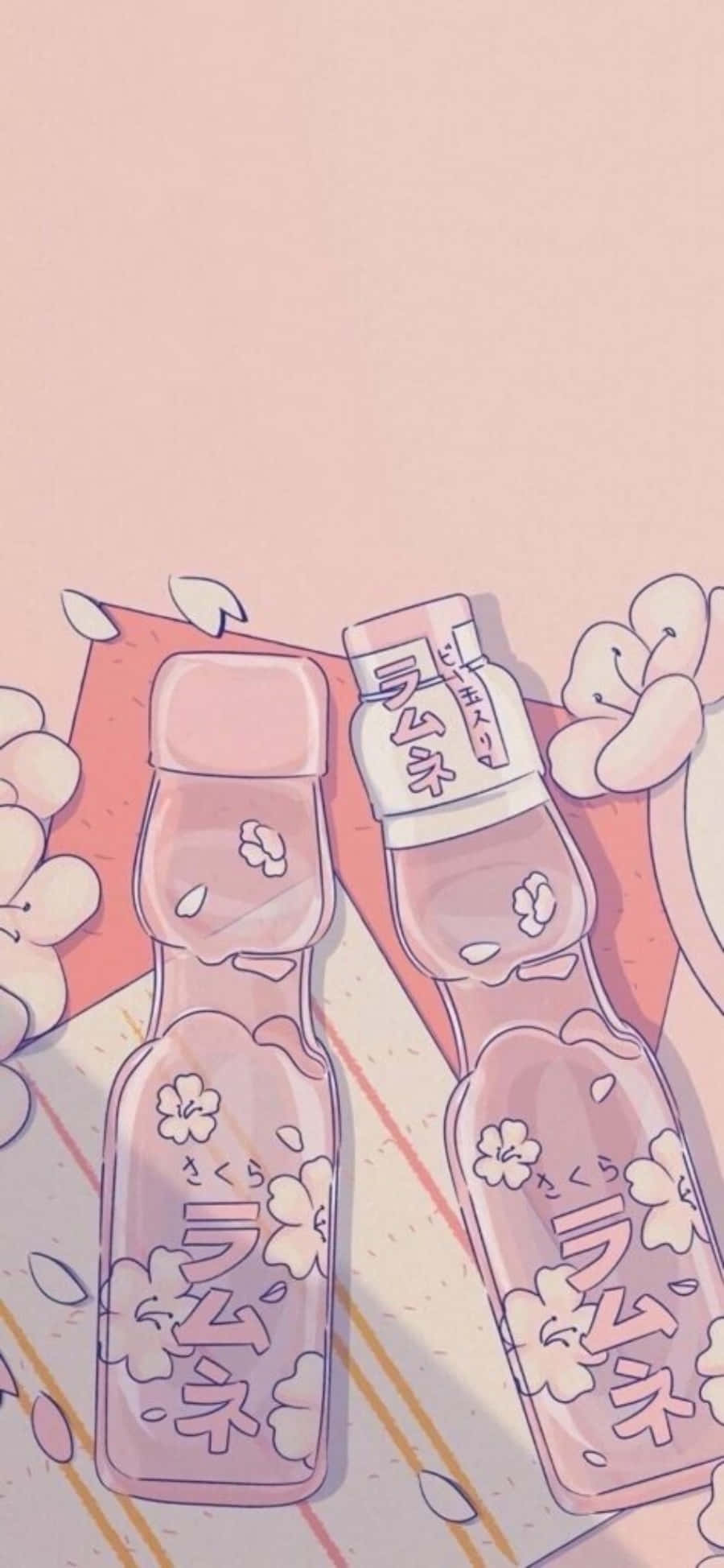 Đồ uống đóng chai Kawaii màu hồng thẩm mỹ Hình nền