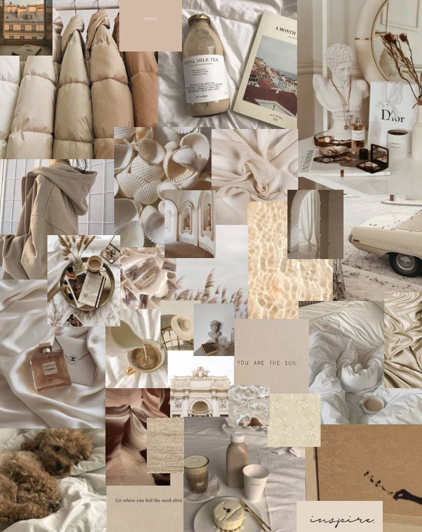 Đồ uống phong cách beige collage Hình nền