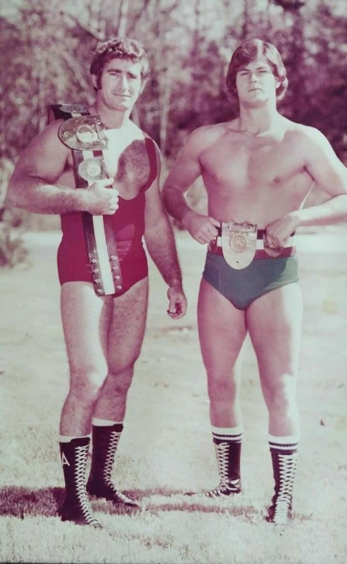 Đô vật Bob Armstrong và Robert Fuller ảnh toàn thân cổ điển Hình nền