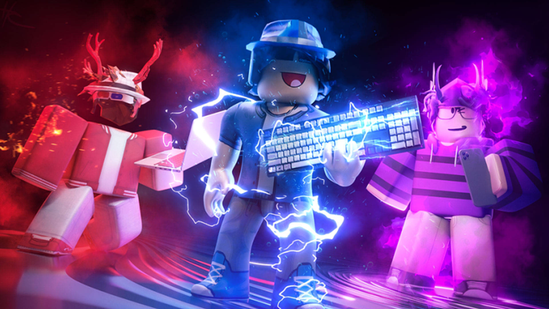 Đỏ, Xanh Dương Và Tím Roblox Ngầu Hình nền