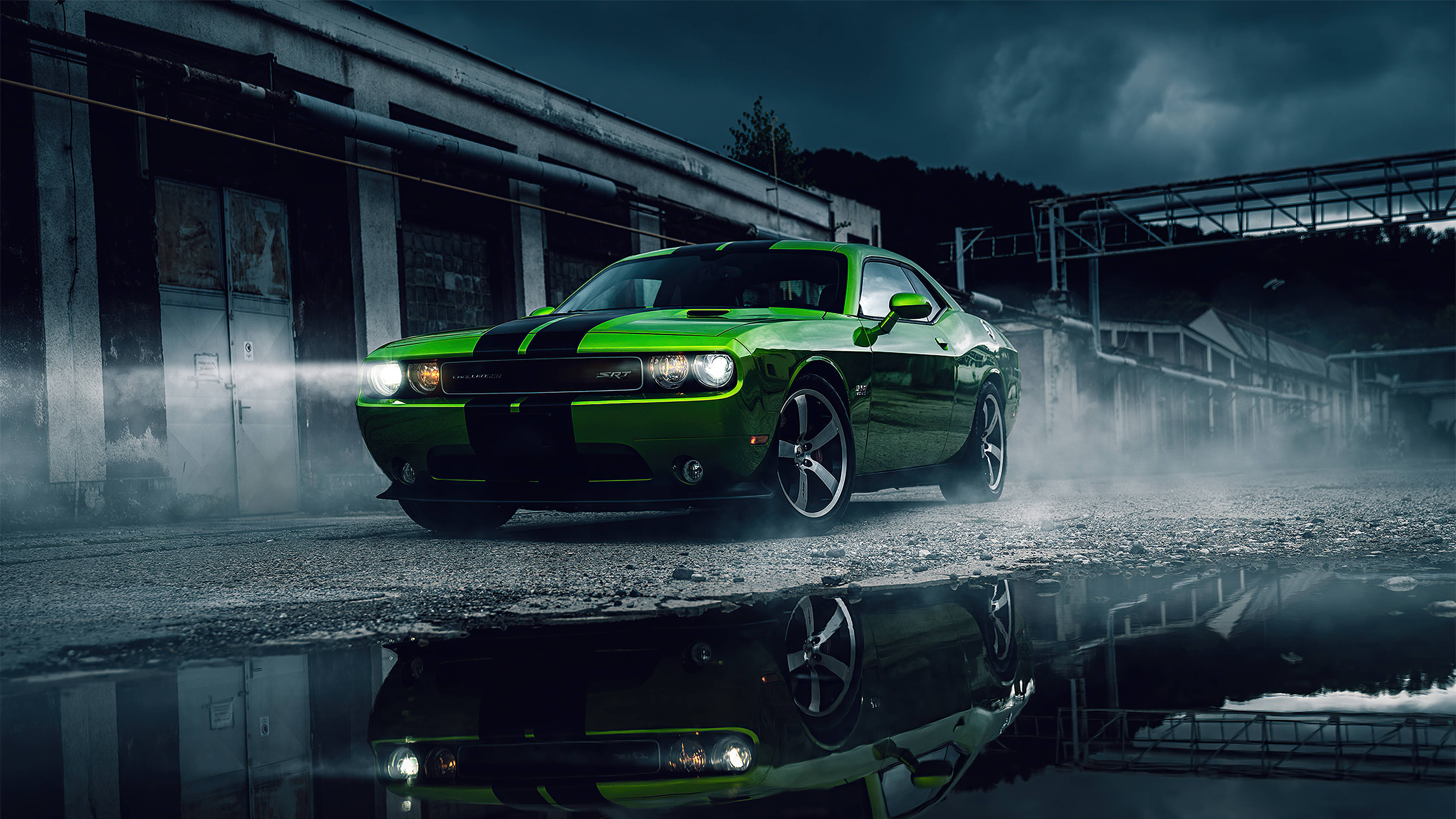 Dodge Challenger Demon Hùng Vĩ Trong Sắc Xanh Lộng Lẫy, Phát Sáng Ở Độ Phân Giải 4K Hình nền