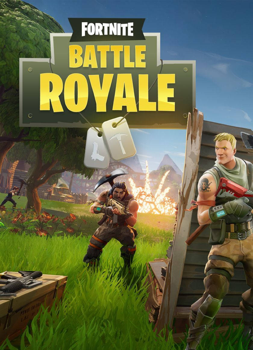 Fortnite battle royale với hai chàng trai chiến đấu bằng súng hình nền.