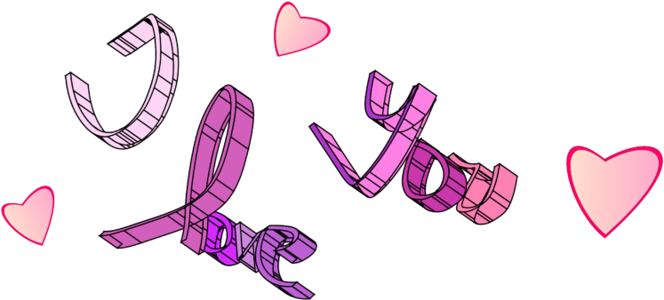 Dòng chữ I Love You cách điệu với trái tim Hình nền
