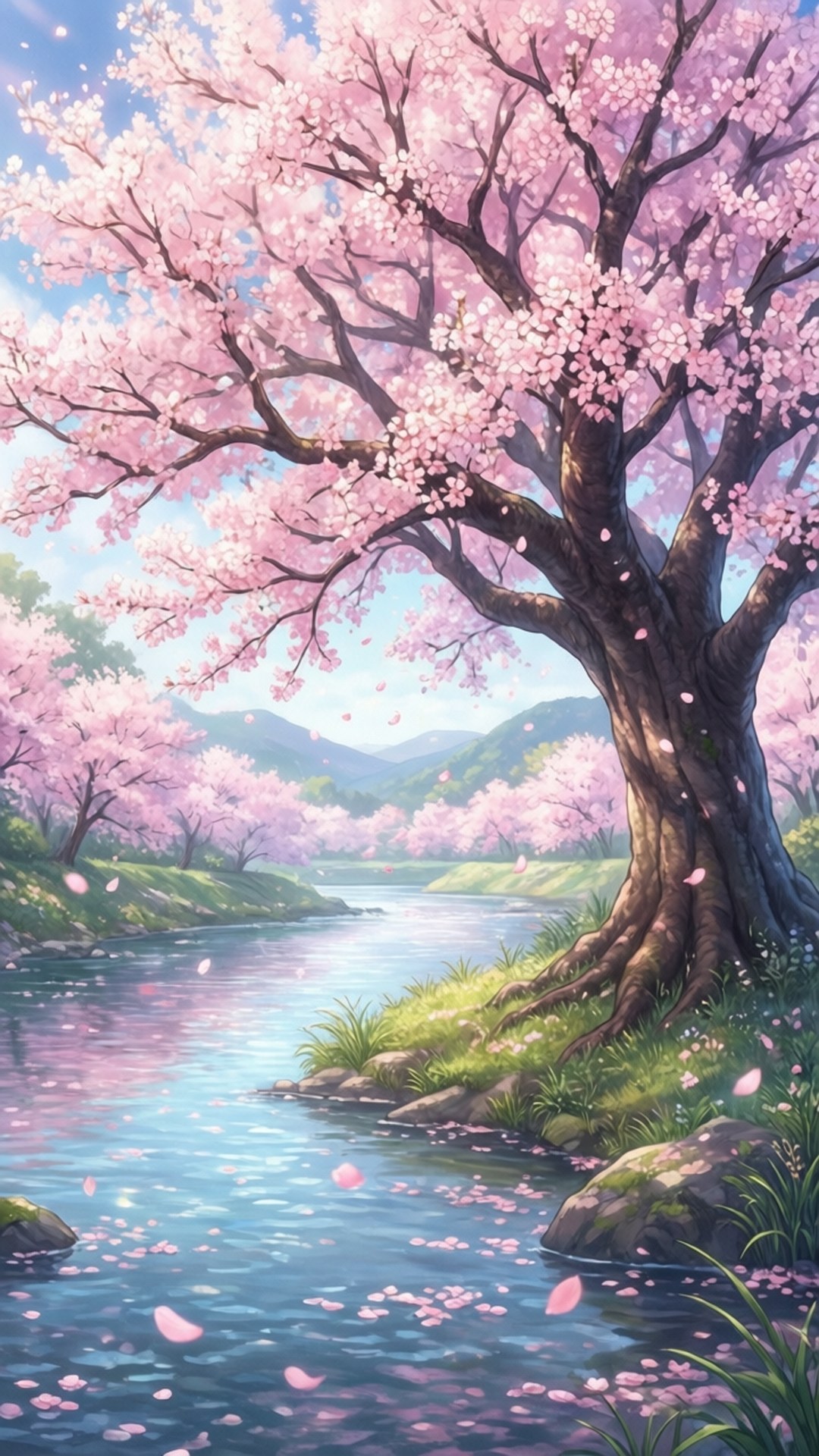 Dòng sông hoa anh đào Hình nền