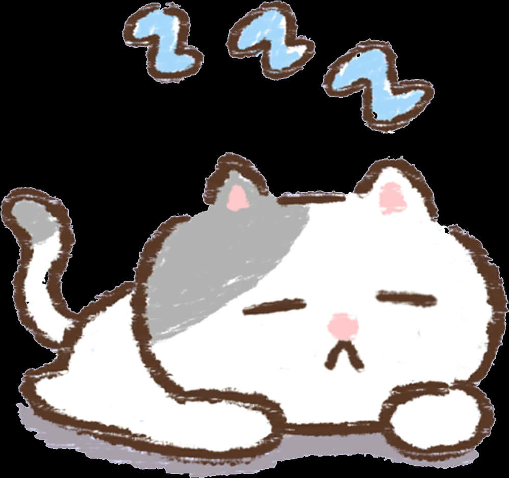 Doodle Mèo Ngủ Dễ Thương Hình nền