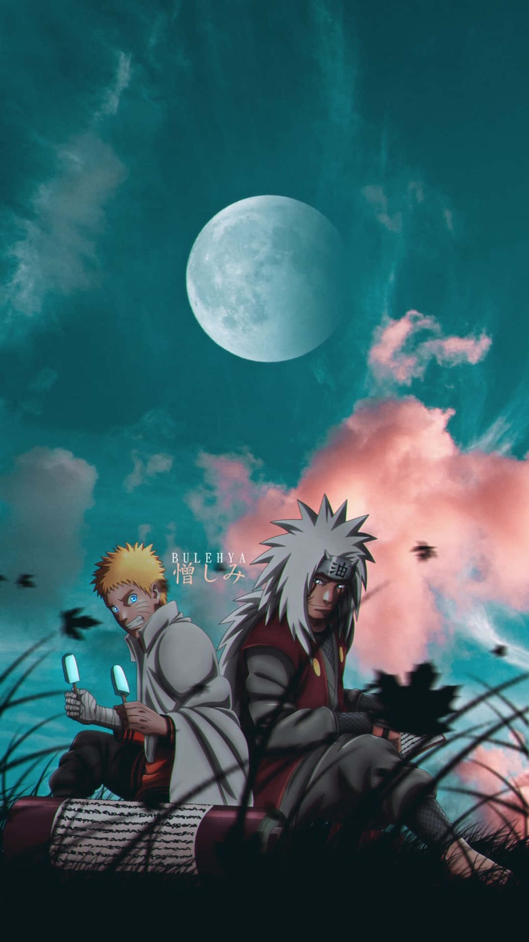 Dưới Ánh Trăng Jiraiya Và Naruto Điện Thoại Thẩm Mỹ Hình nền