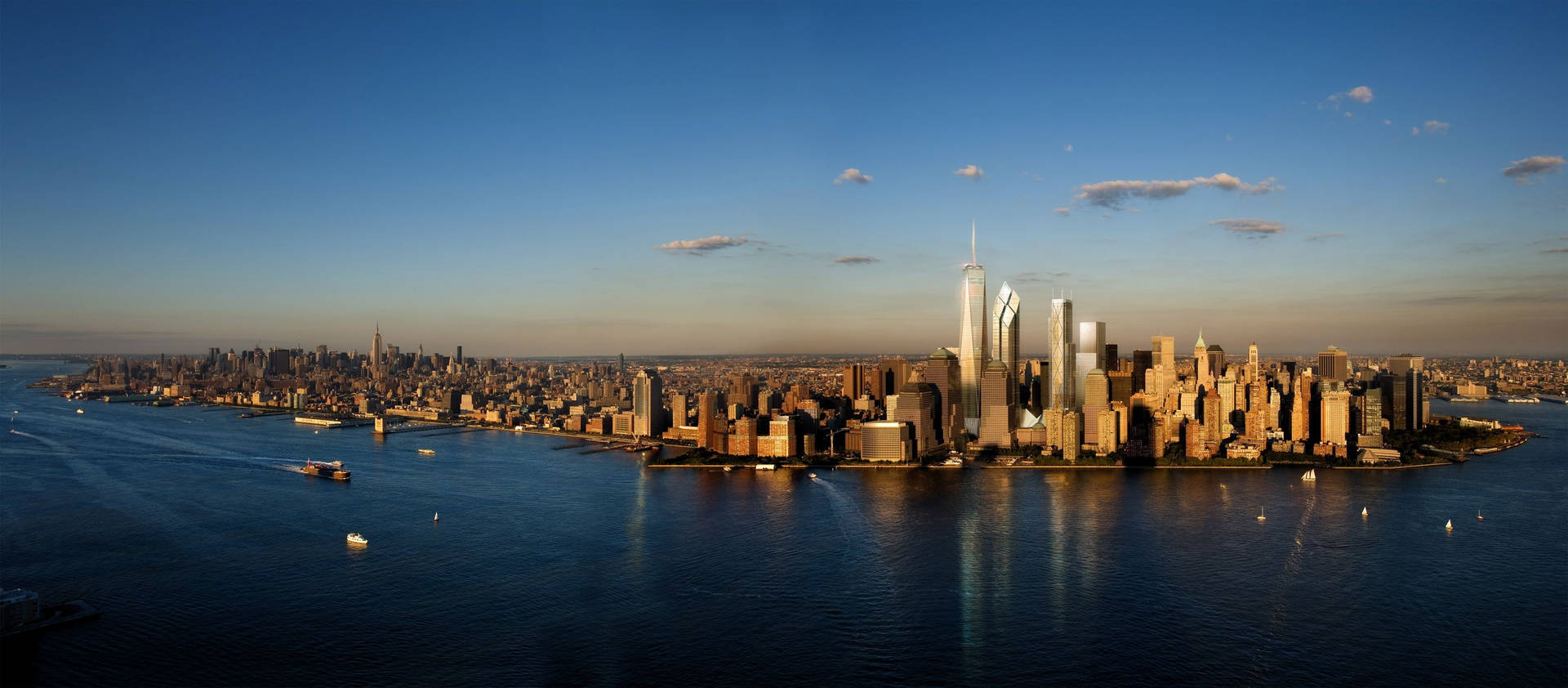 Hình nền toàn cảnh đường chân trời thành phố New York cho hai màn hình — Màn hình kép GIF Hình nền