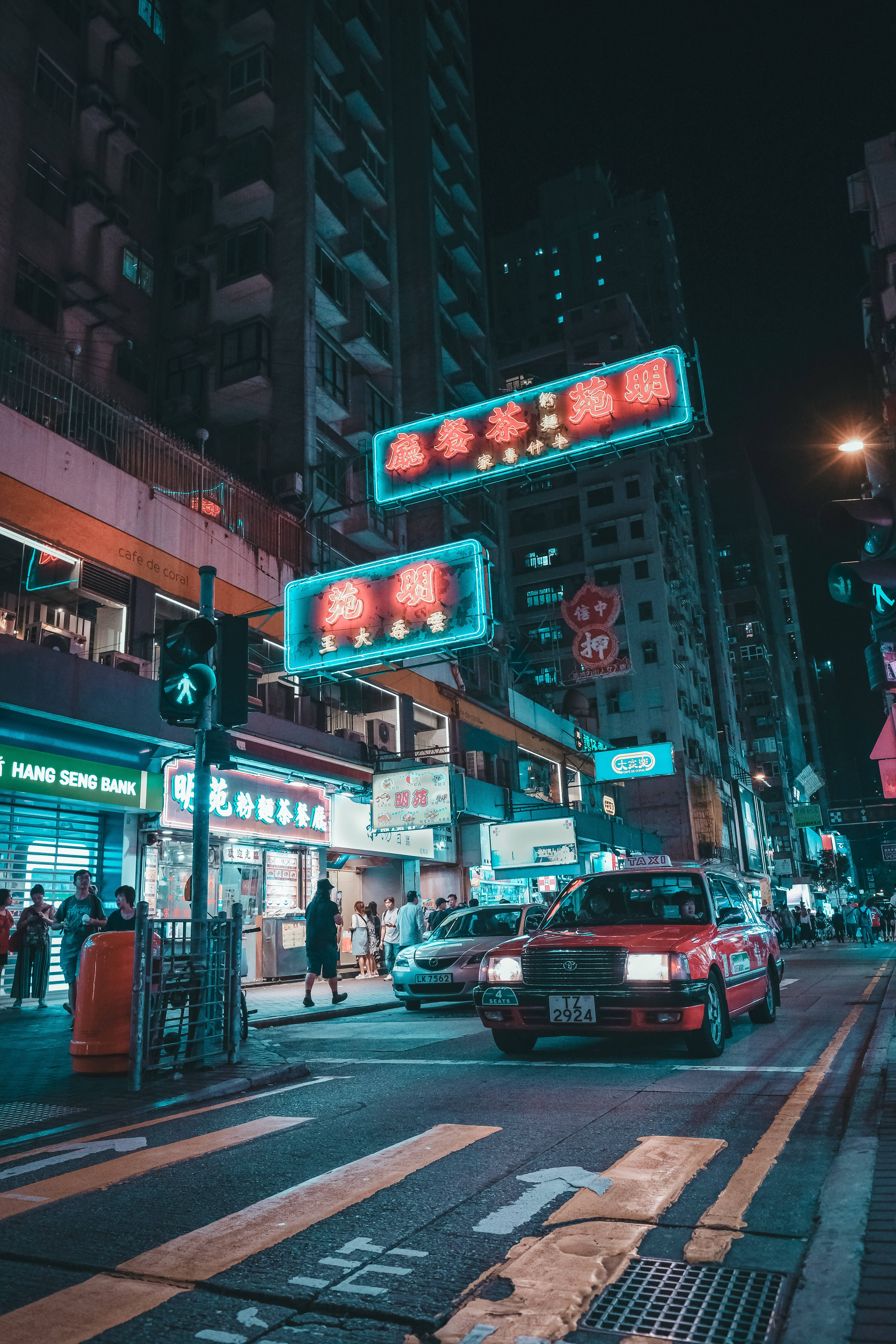Đường Phố Hồng Kông với Biển Neon Hình nền