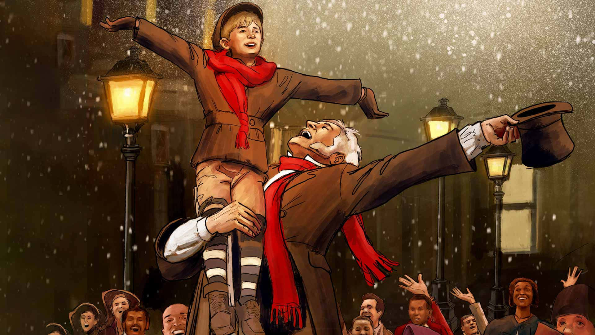 Ebenezer Scrooge Tận Hưởng Tinh Thần Giáng Sinh Hình nền