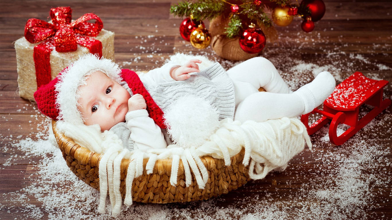 Em Bé Và Quà Giáng Sinh Hình nền