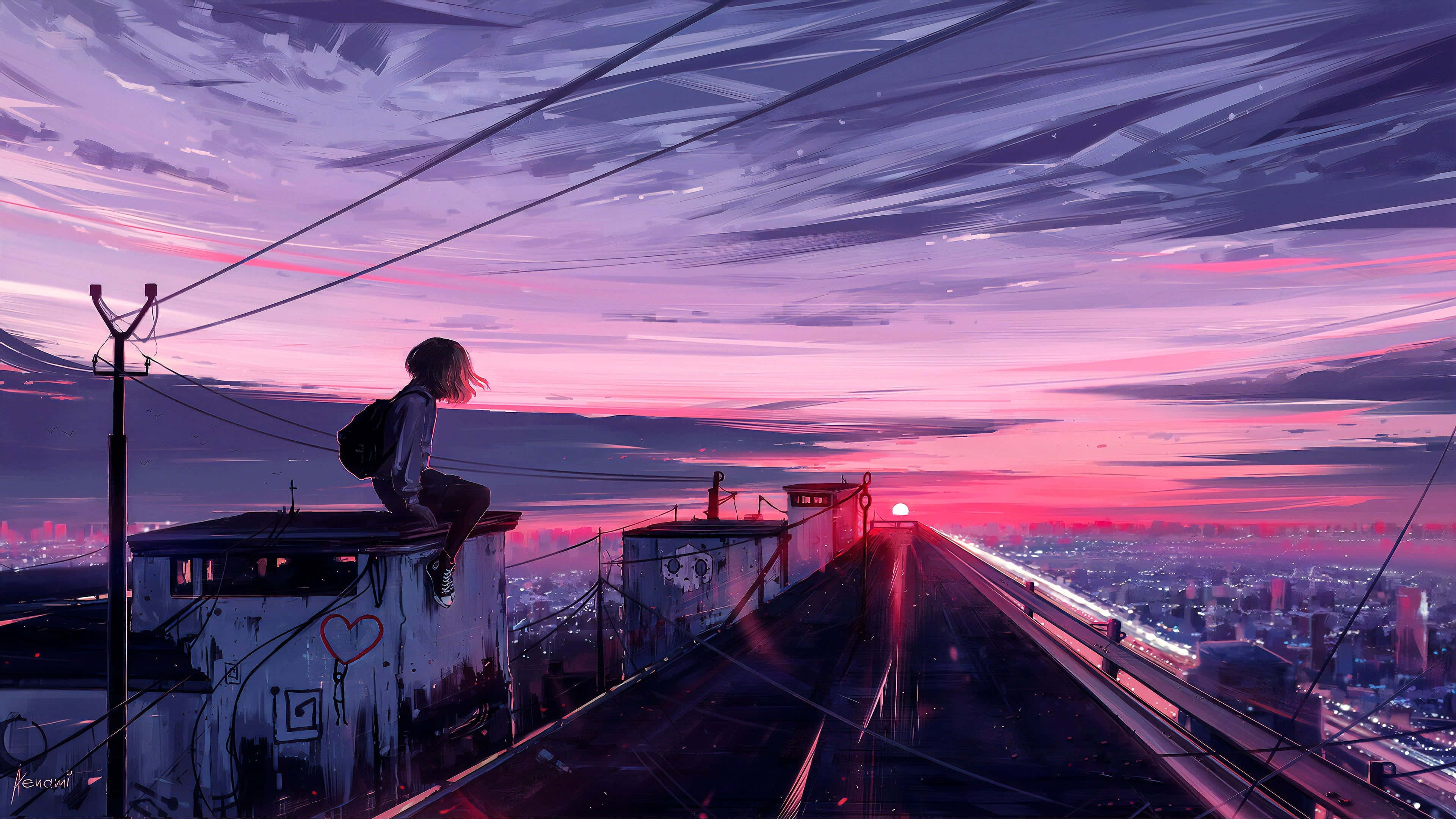 Đêm đẹp lung linh tại Anime City nhộn nhịp Hình nền