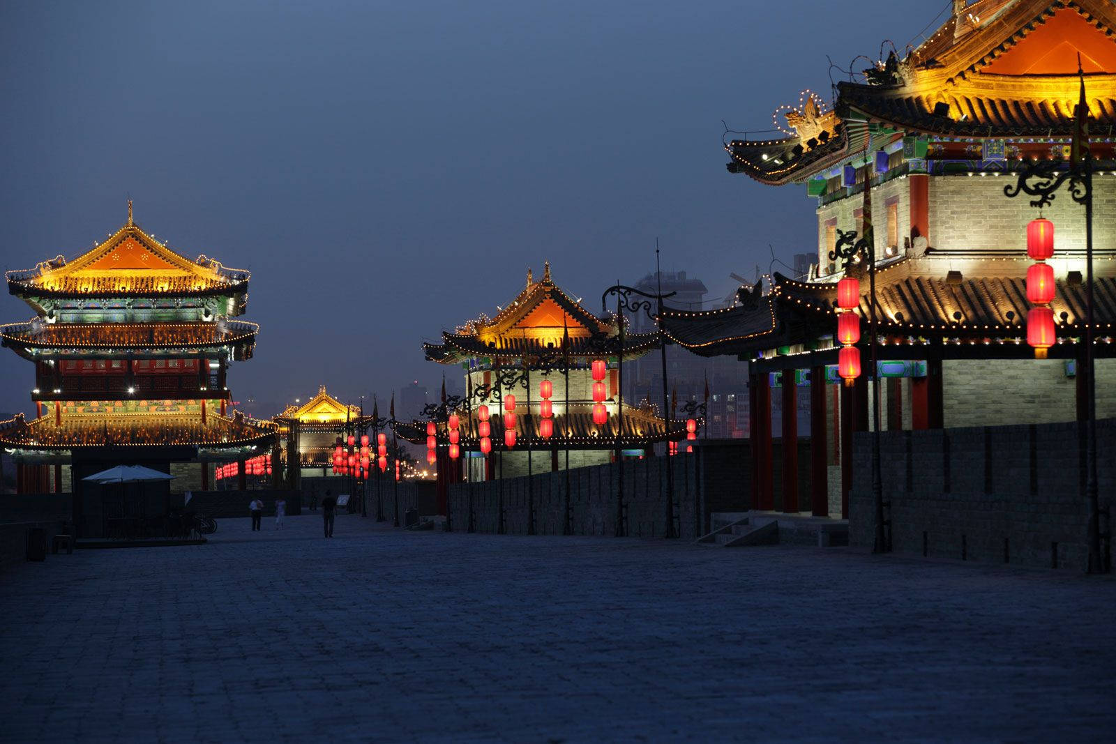 Đêm Sắc Màu Tại Tường Thành Tây An Hình nền