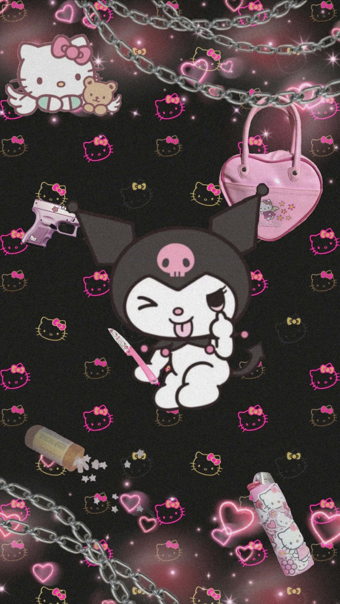 Emo Hello Kitty Với Kuromi Hình nền