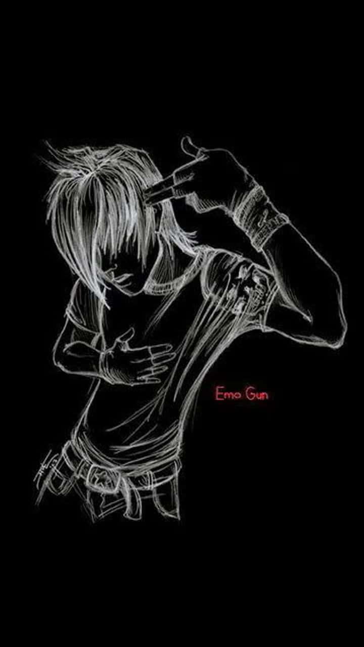 Emo iPhone với chàng trai trên nền đen Hình nền