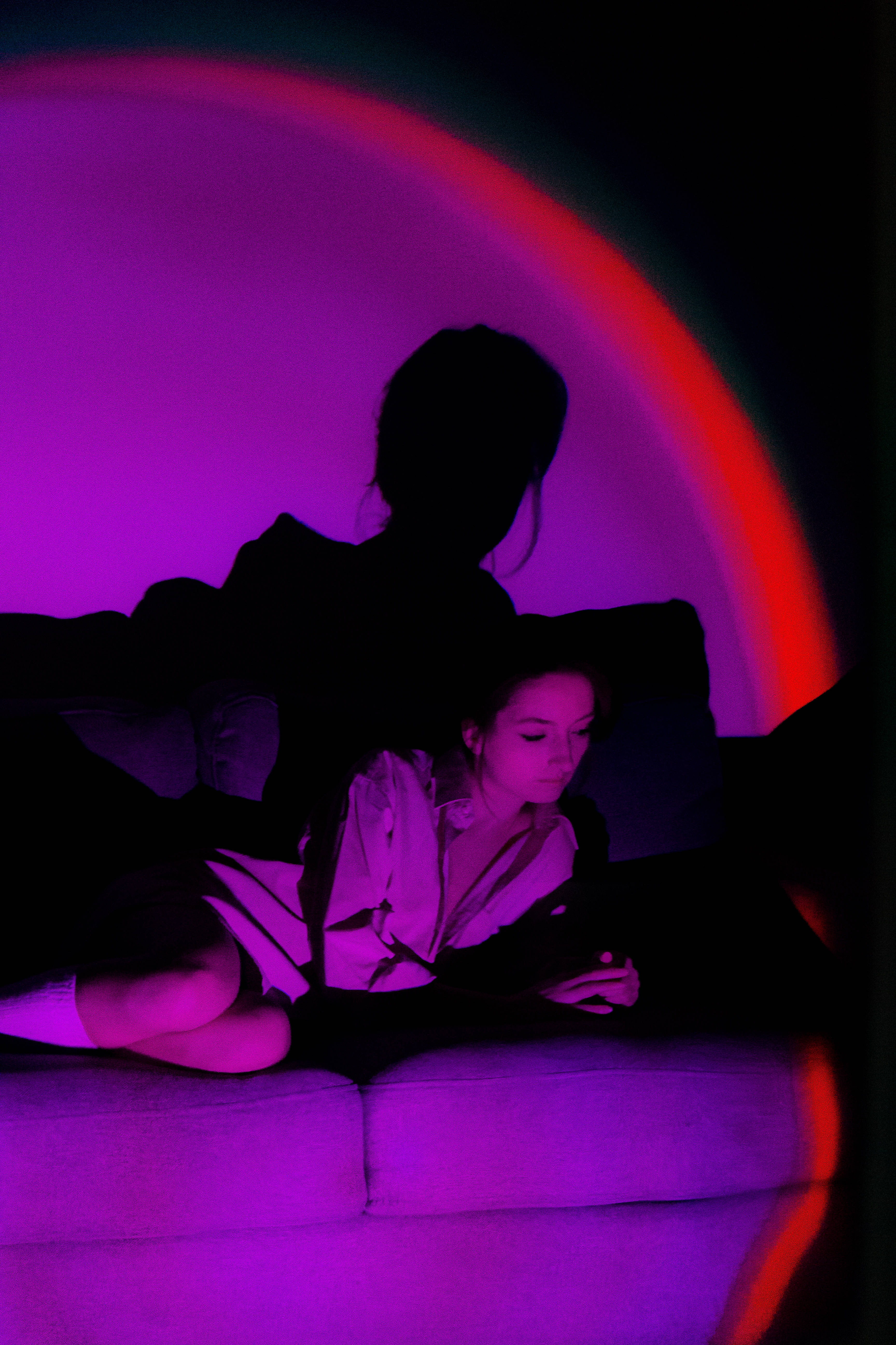 Đèn hoàng hôn tím neon thẩm mỹ Hình nền