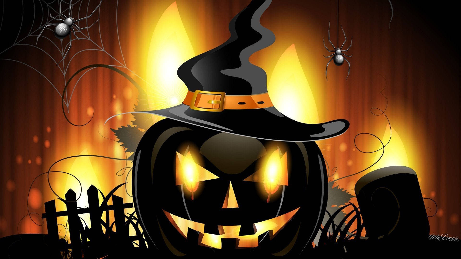 Đèn lồng bí ngô đen cổ điển Halloween Hình nền