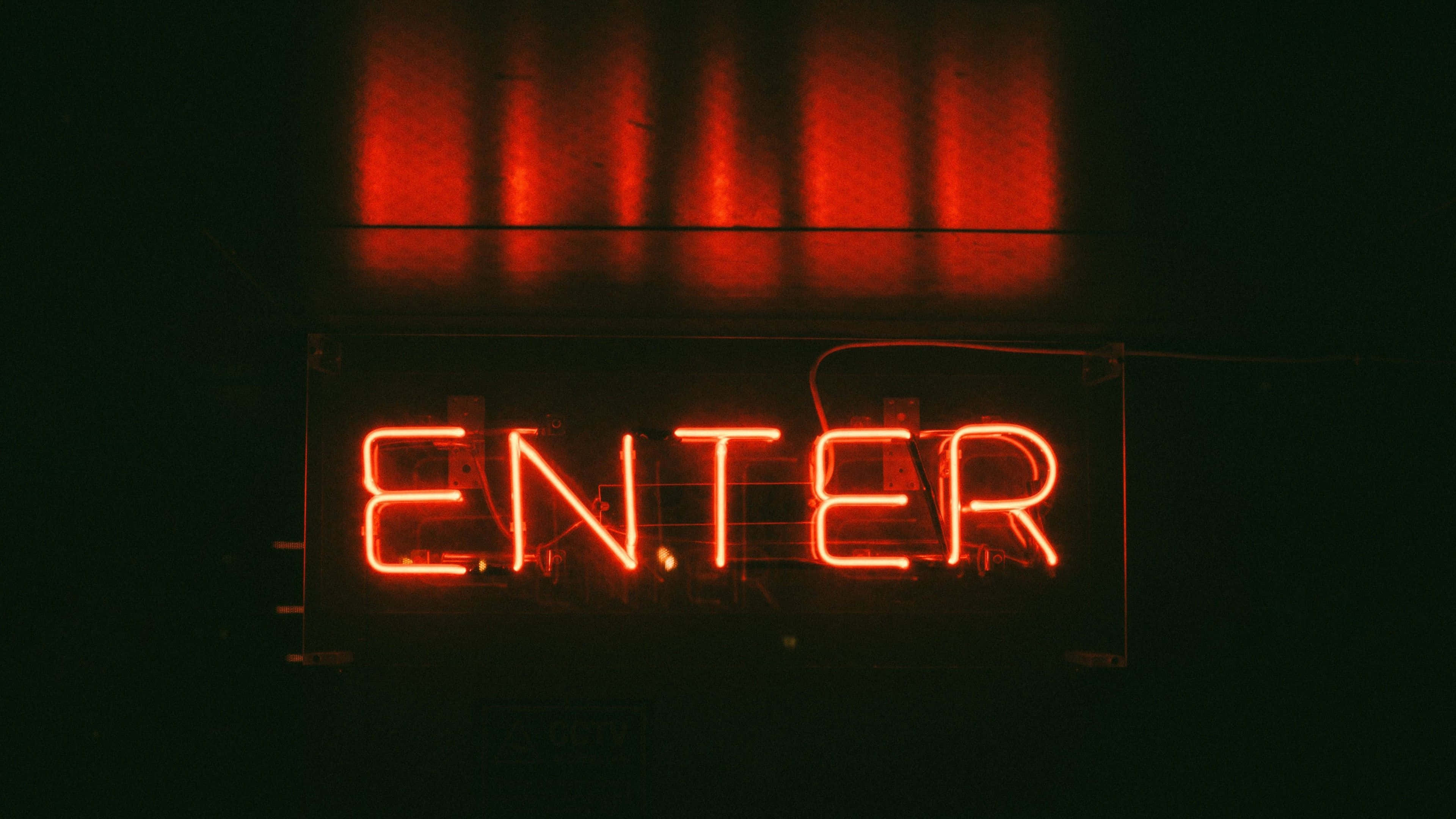 "Enter" với phong cách đèn neon đỏ Hình nền