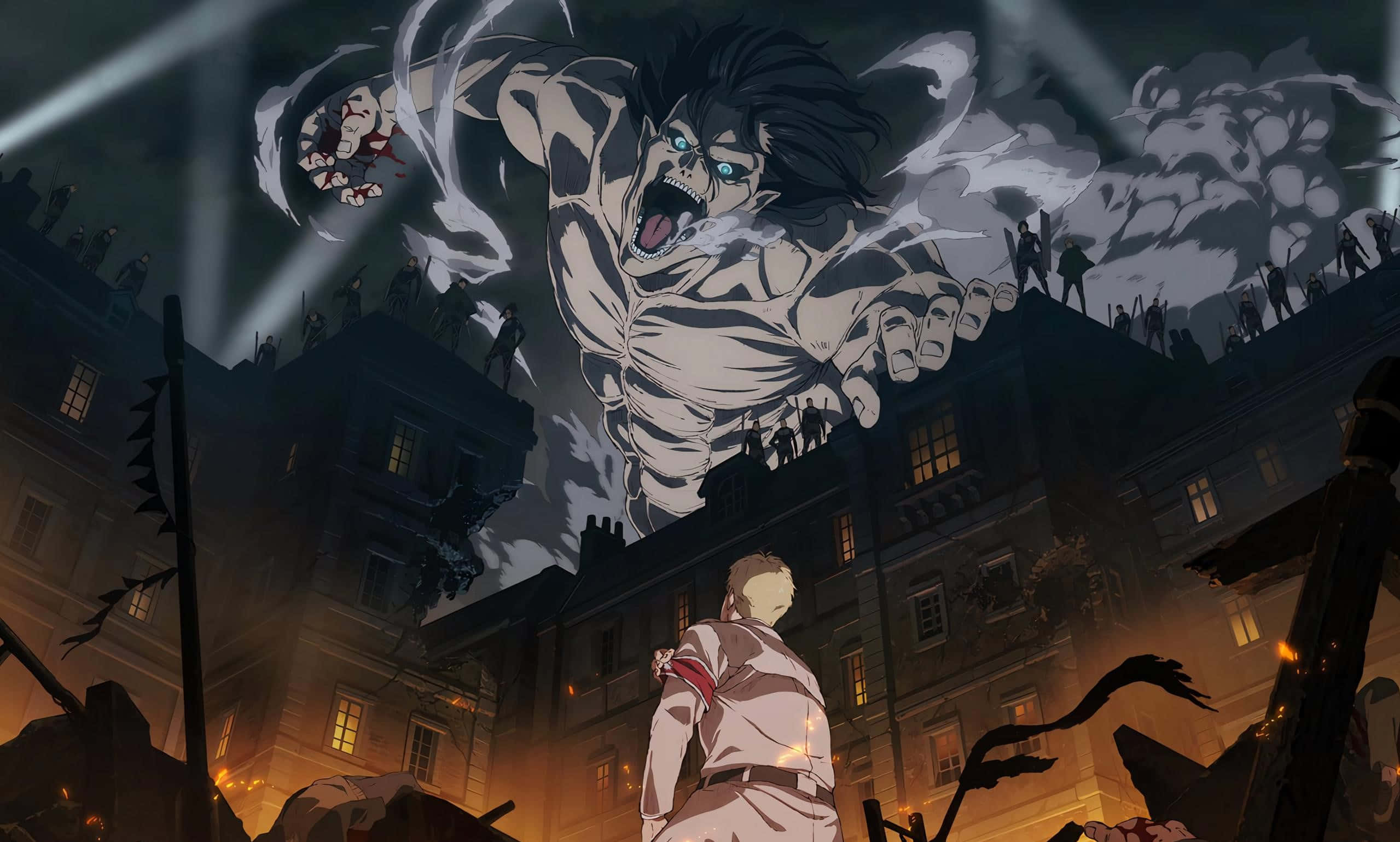 Eren Yeager trong hình dạng Titan tấn công Hình nền