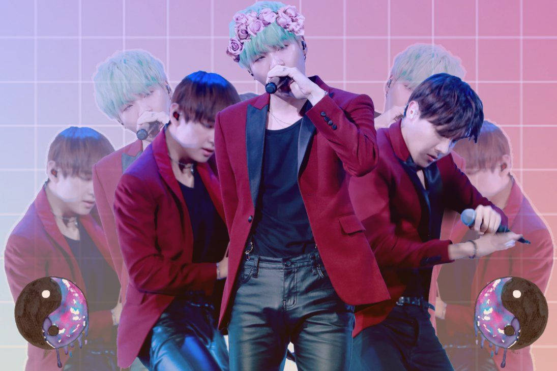 Hình nền fan art BTS màu hồng tuyệt vời.
