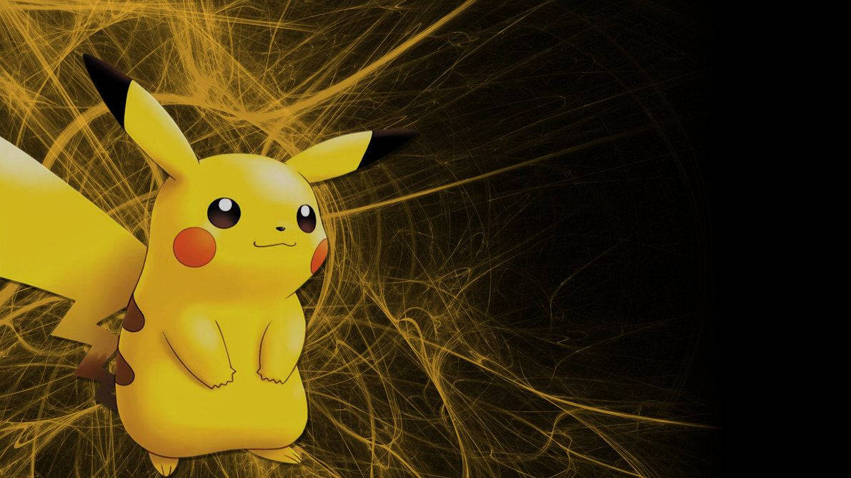 Hình nền Pikachu với thiết kế chỉ vàng trên nền đen