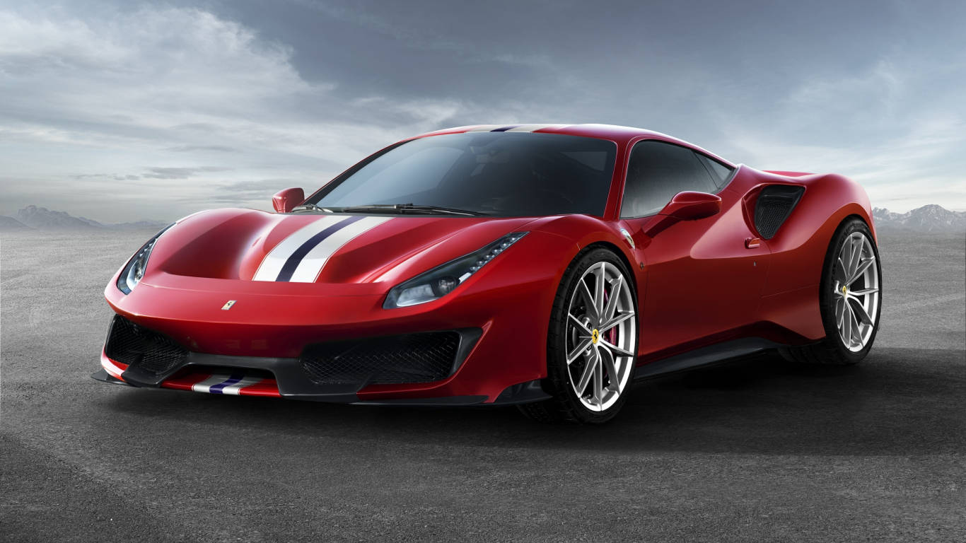 Ferrari 488 Pista Đỏ Trên Sa Mạc 1366x768 HD Hình nền