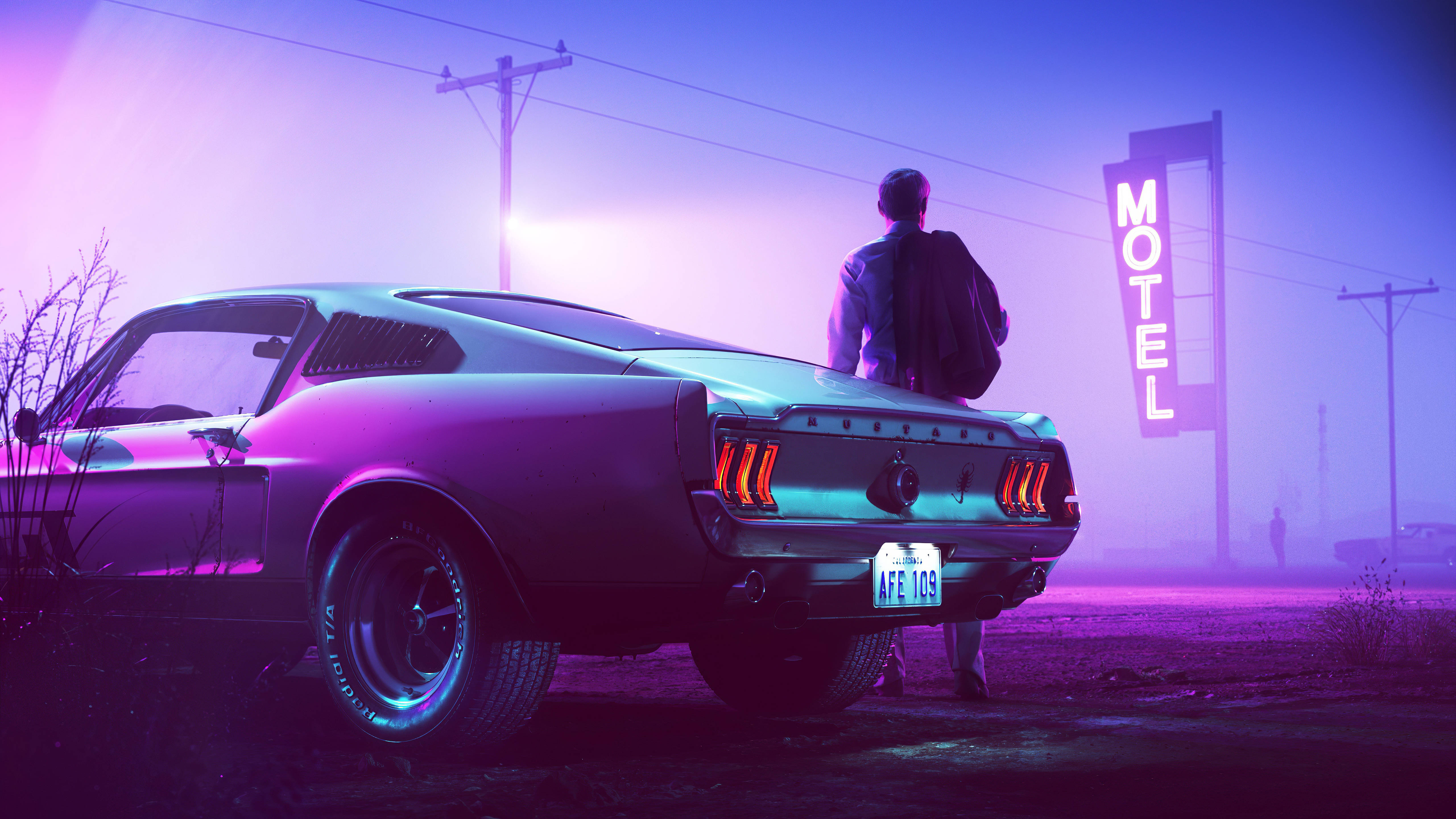 Ford Mustang Neon Tím Thẩm Mỹ Hình nền