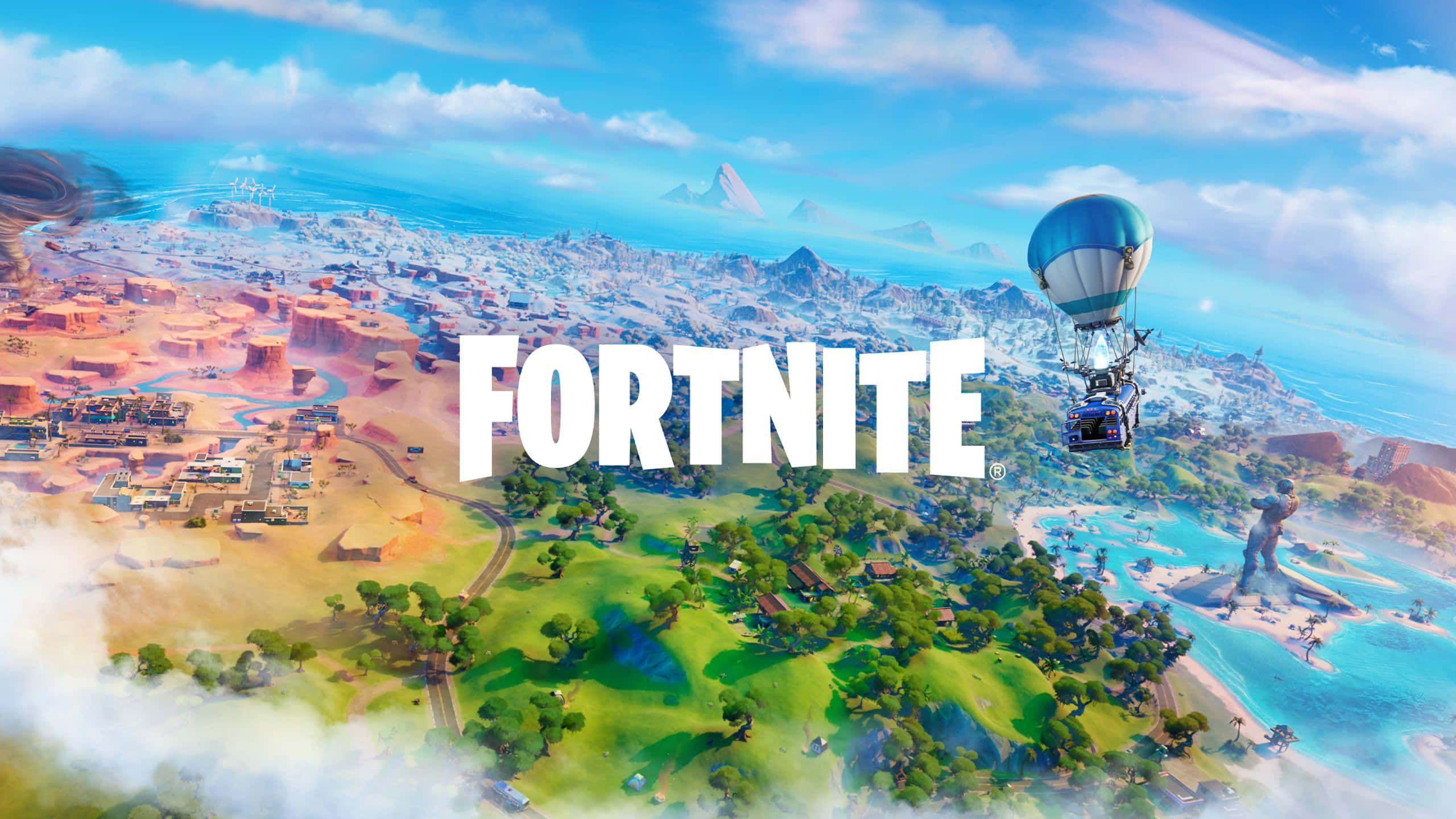 fortnite - thành phố với khinh khí cầu Hình nền