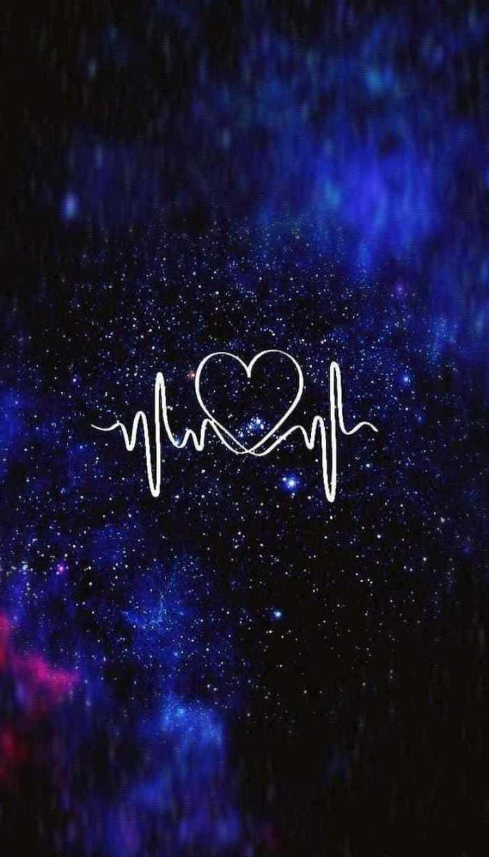 Galaxy Blue Aesthetic Với Trái Tim Hình nền