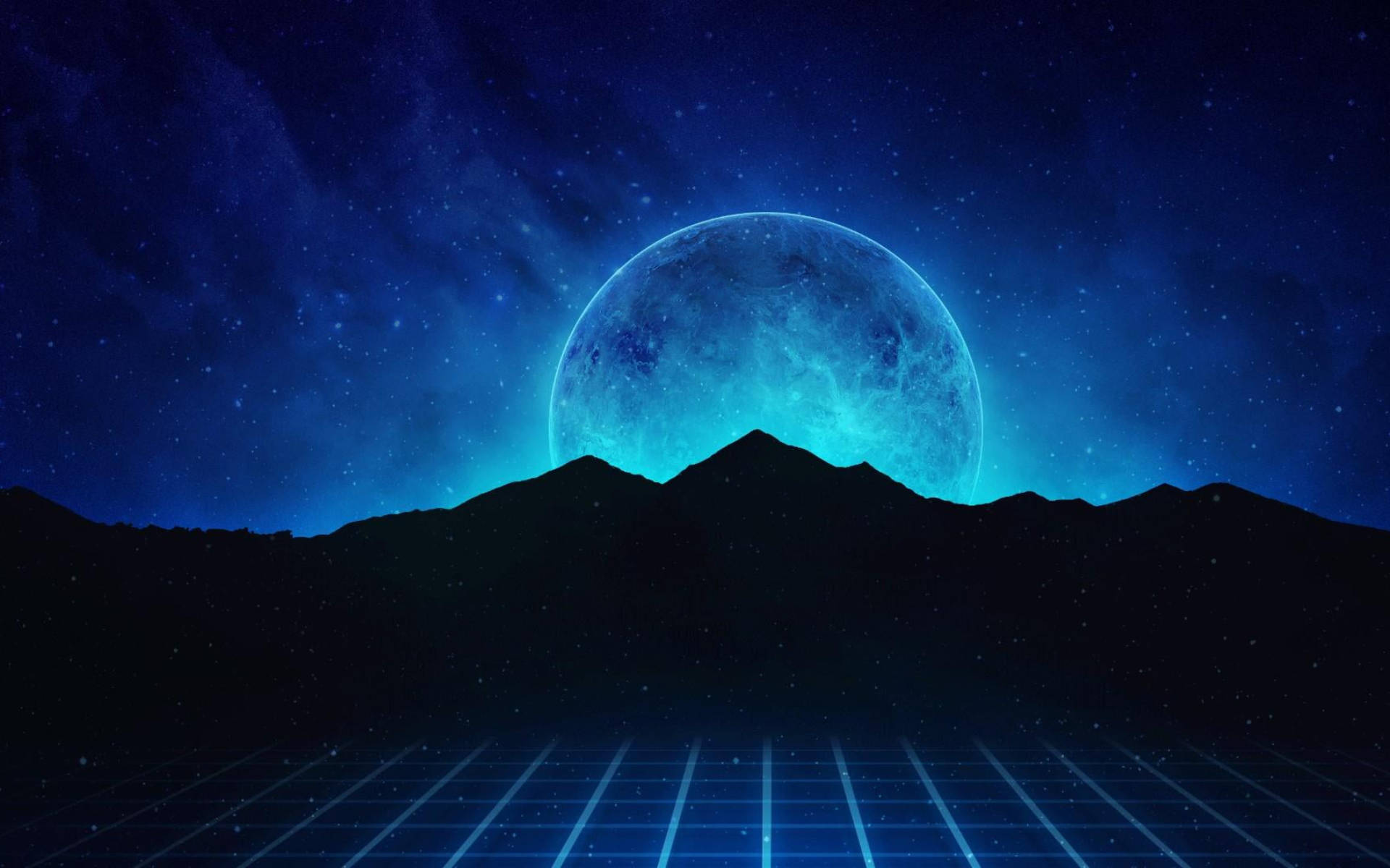 Galaxy Mặt Trăng Núi Vaporwave Hình nền