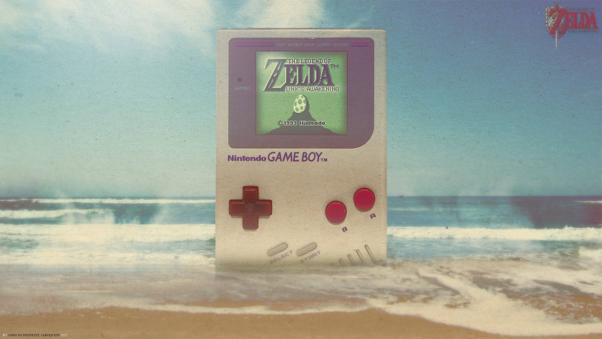 Game Boy khổng lồ của Nintendo trên bãi biển Hình nền
