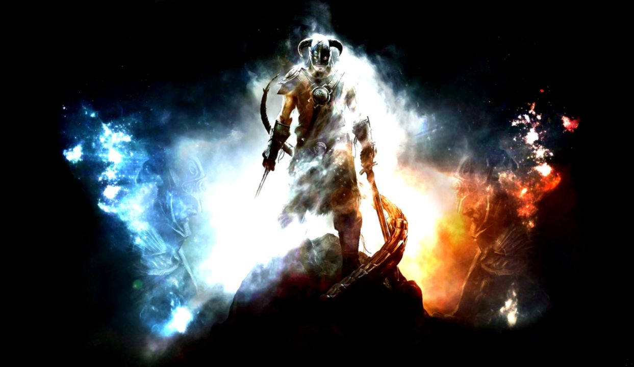 Gameplay Skyrim trên màn hình Chromebook Hình nền