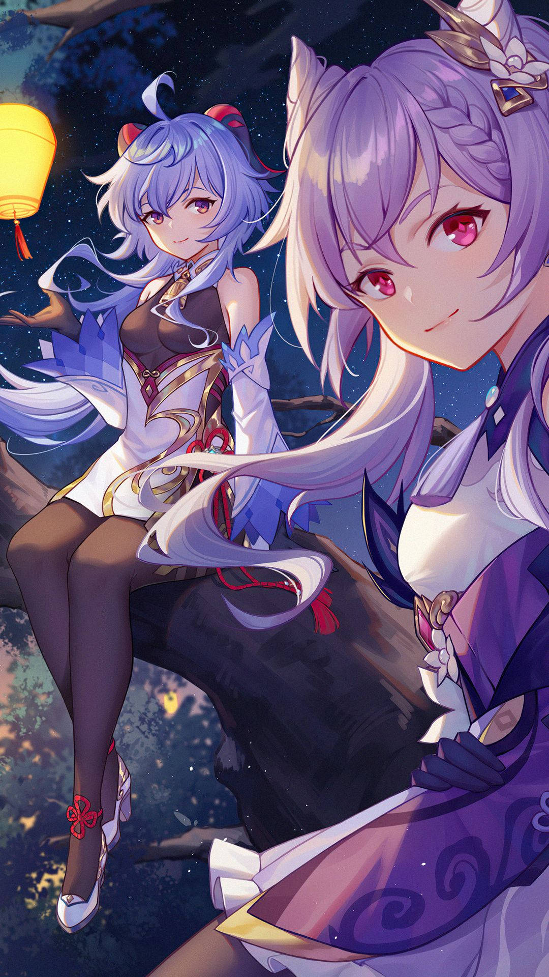Ganyu và Keqing Genshin Impact Điện thoại Hình nền