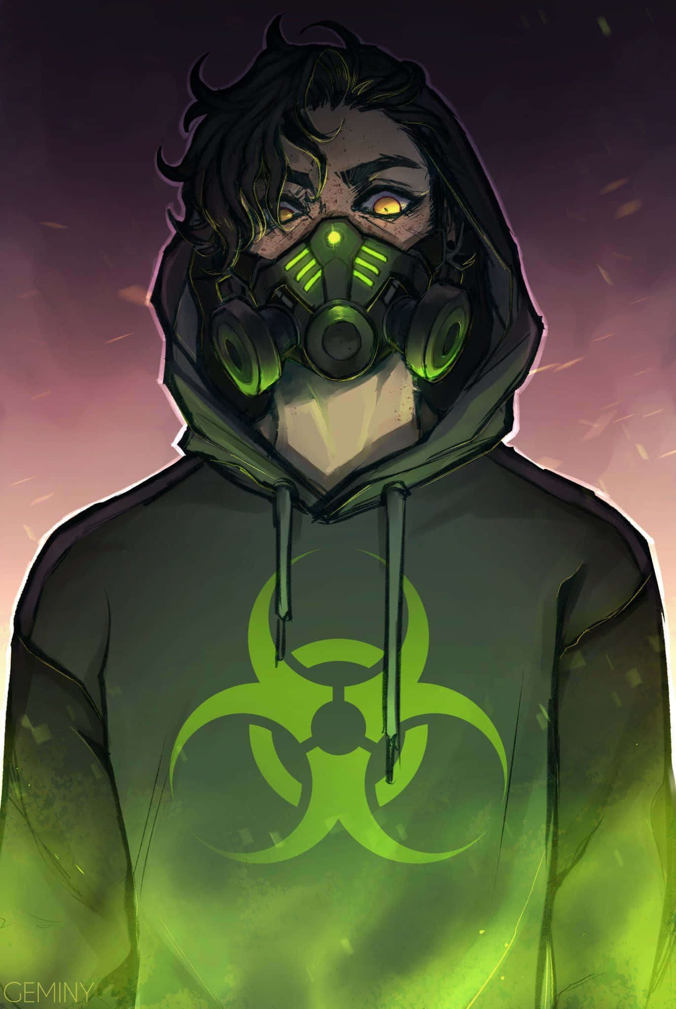 Gas Mask Boy Neon Green Hình nền