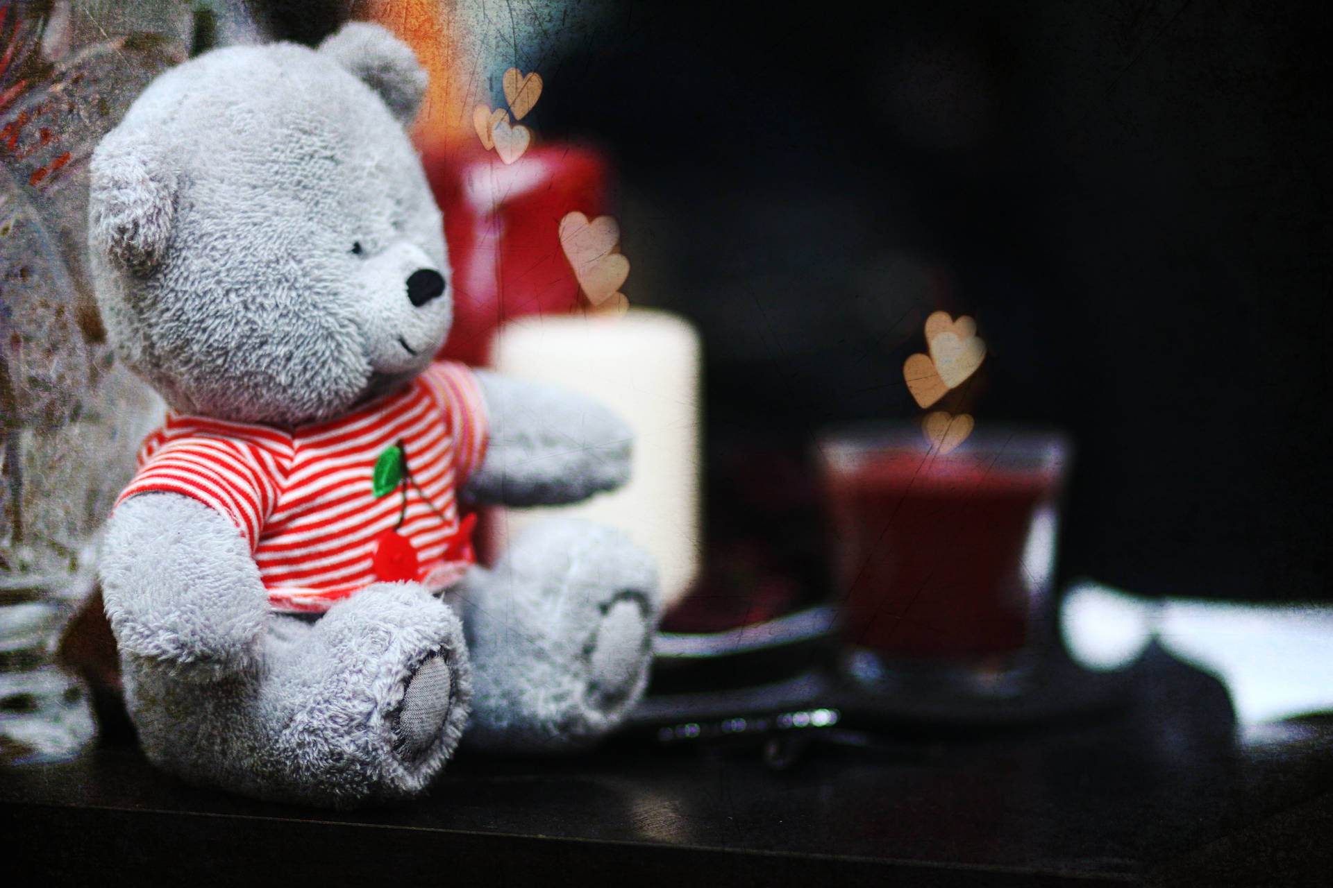 Hình nền Gấu Bông Màu Xám Dễ Thương