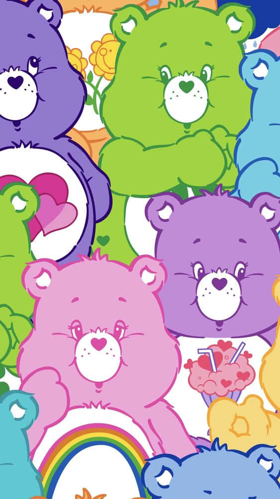 Gấu Care Bear thẩm mỹ nhiều màu sắc Hình nền