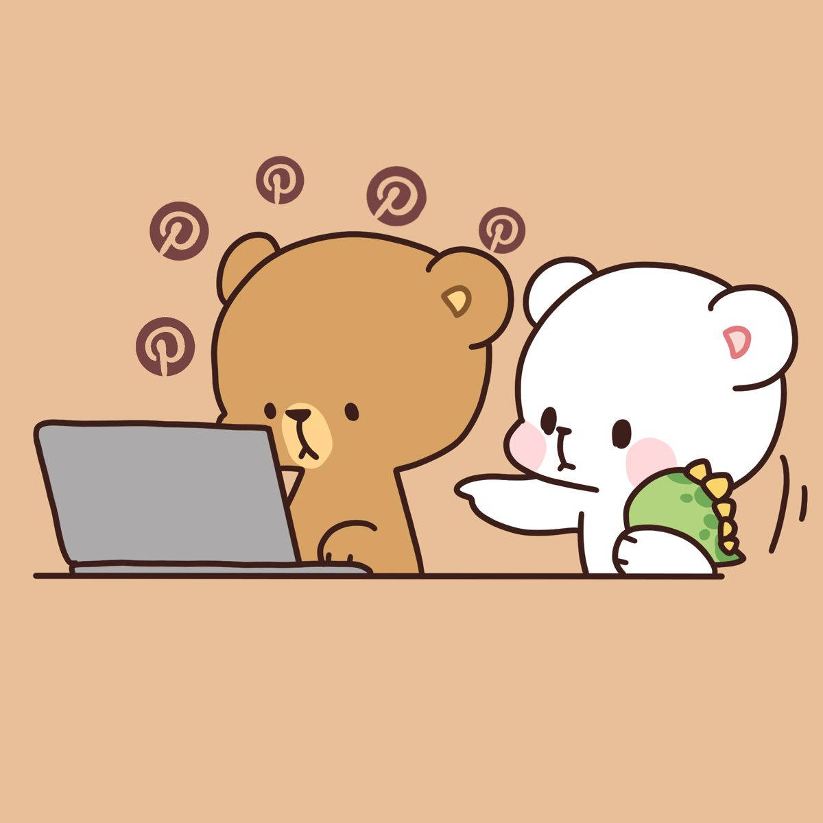 Gấu Milk và Mocha dùng máy tính Hình nền