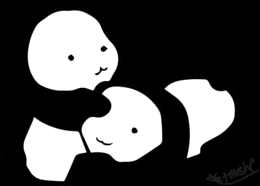 Gấu Trúc Bạn Bè Đen Trắng Hình nền