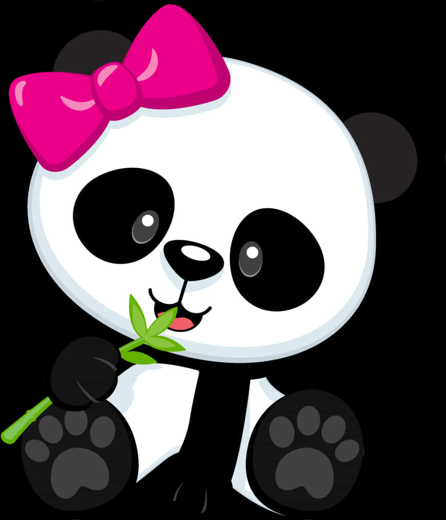 Gấu Trúc Hoạt Hình Dễ Thương Với Nơ Hình nền